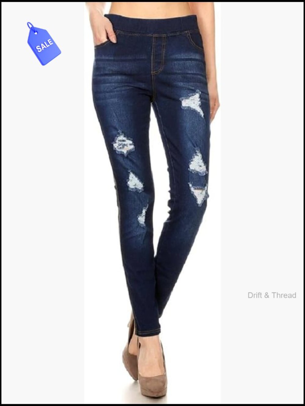 Women's Stretch Denim Pull On Jeggings with Pockets Skinny High Rise